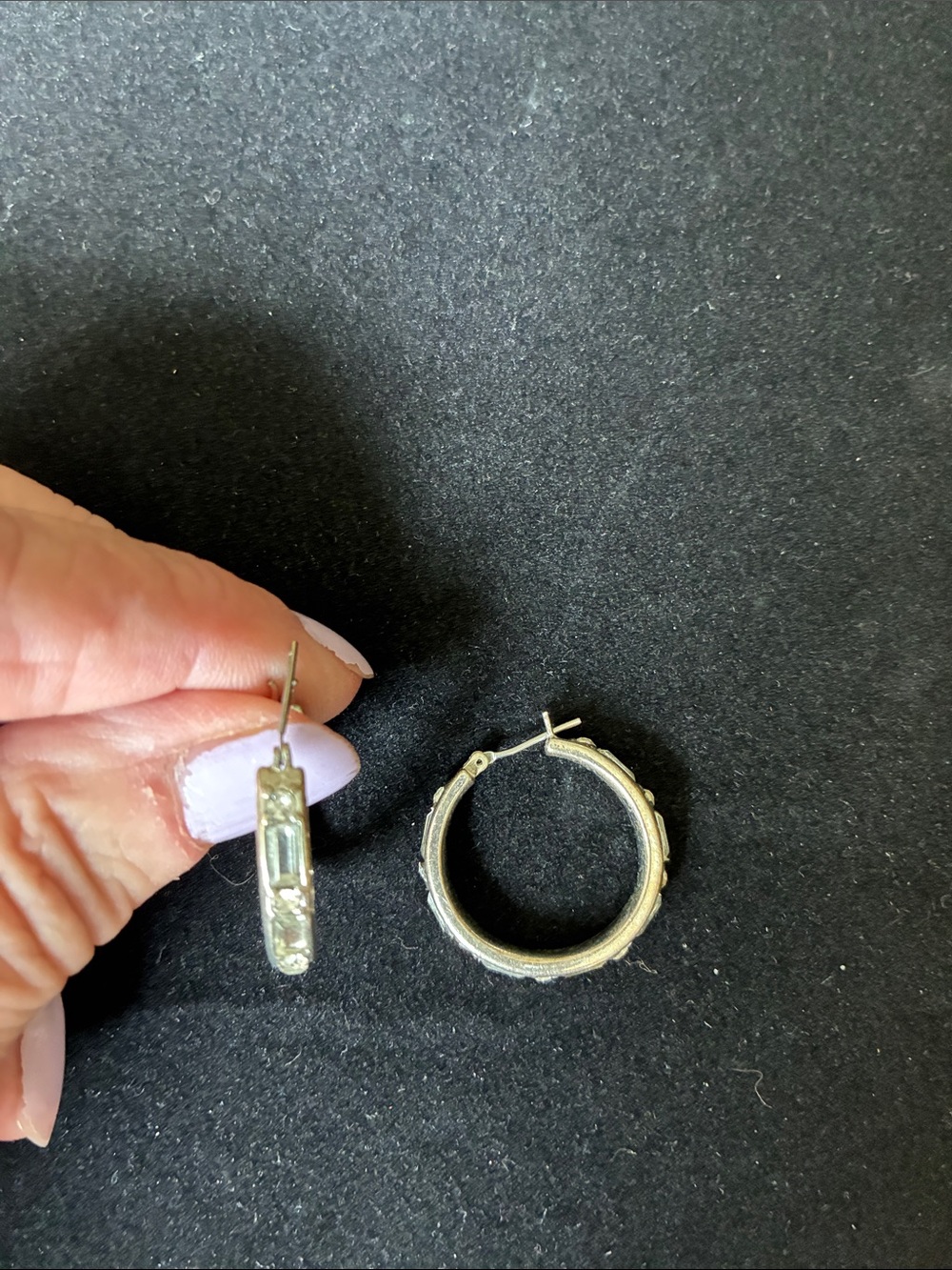 Liz Claiborne rhinestone hoop earringd
